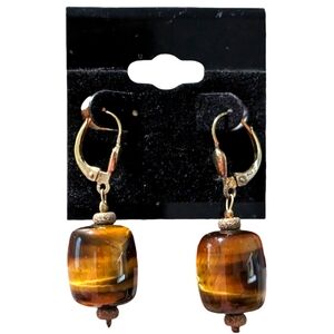 Tiger’s Eye Dangle Earrings w/ .925 Sterling Hooks